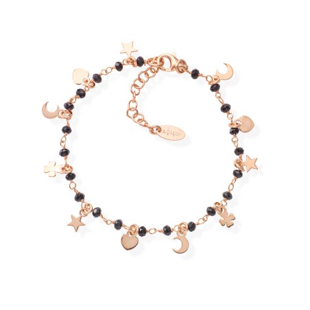 BRACCIALE CHARMS CRISTALLI NERI ROMANCE DONNA AMEN  BRLAMRN AMEN