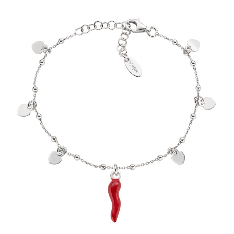 BRACCIALE CORNETTO CUORE RODIO DONNA AMEN CORNETTI