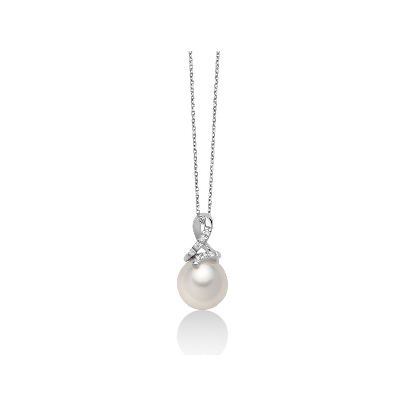 COLLANA ORO BIANCO E DIAMANTE DONNA MILUNA LE PERLE