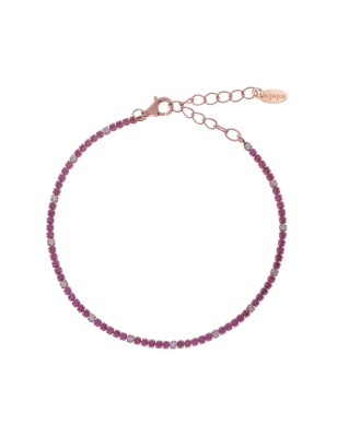 BRACCIALE TENNISMANIA ROSATO ZIRCONI FUCSIA BIANCHI AMEN BT1RRB17 AMEN