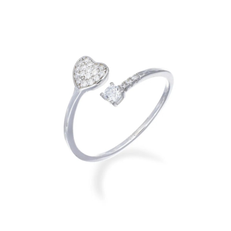 ANELLO REGOLABILE CUORE E PUNTO LUCE DONNA AMEN