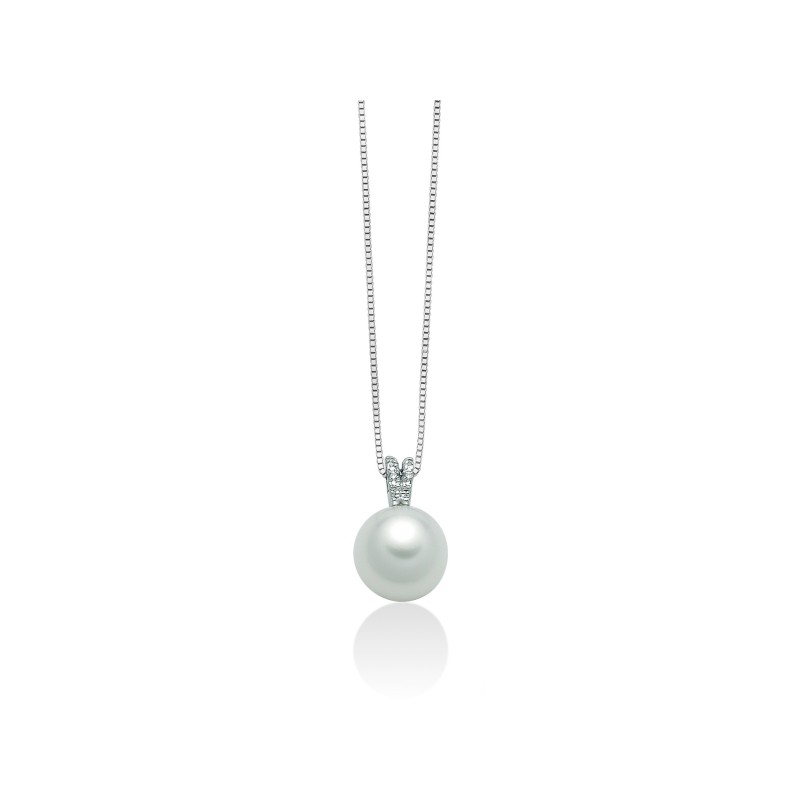 COLLANA ORO BIANCO DIAMANTI DONNA MILUNA LE PERLE